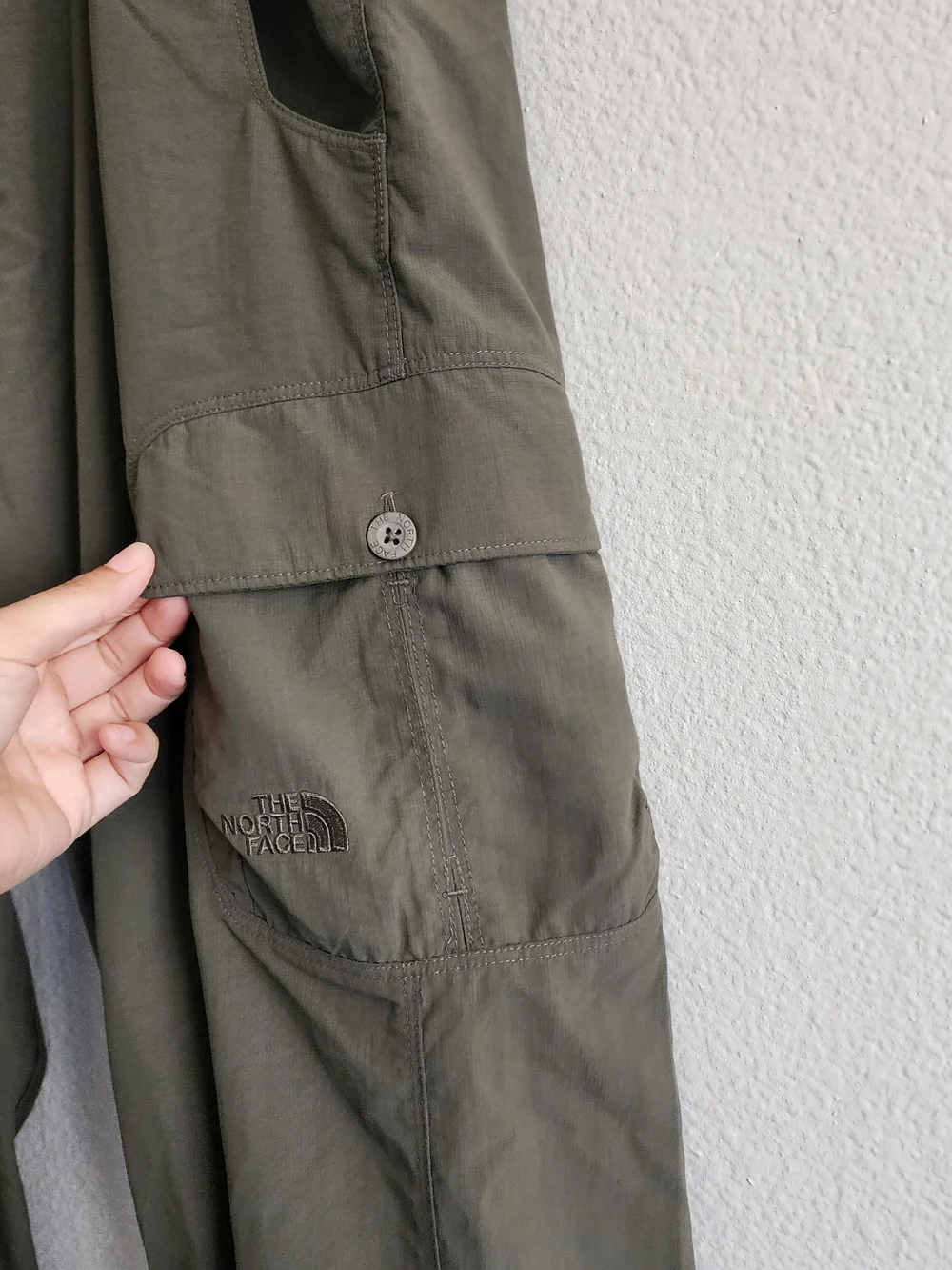 The North Face Mens Large Olive Green Stow Pocket Nylon Hiking Cargo Pants - Picture 5 of 12